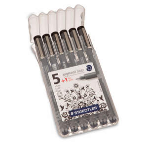 Staedtler Pigment Liner Pack of 6 Fineliner 0.8mm - 0.05mm - 1