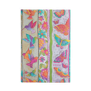 Paperblanks Playful Creations 2024 Diary Mini Hummingbirds & Flutterbyes Horizontal Week-to-View - 1