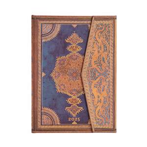 Paperblanks Safavid Binding Art 2025 Diary Midi Safavid Indigo Horizontal Week-to-View - 1