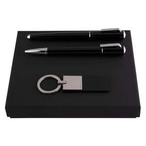 Hugo Boss Pure Ballpoint, Rollerball & Key Ring Set Black - 1