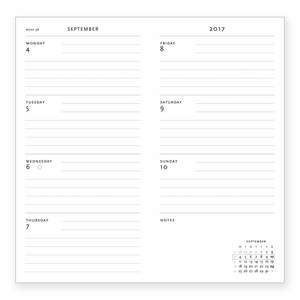 Horizontal week-to-view diaries