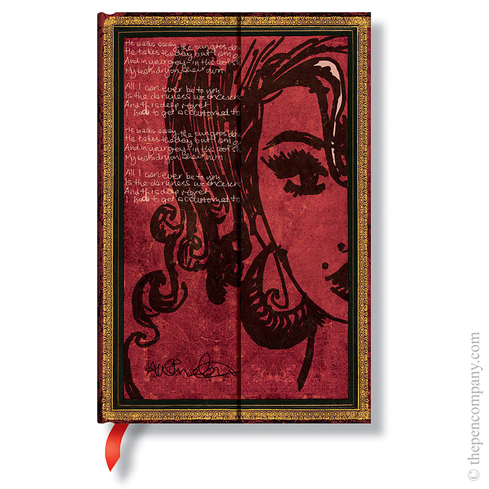 The Mini Amy Winehouse Paperblanks Manuscripts journal featuring "Tears Dry On Their Own" lyrics