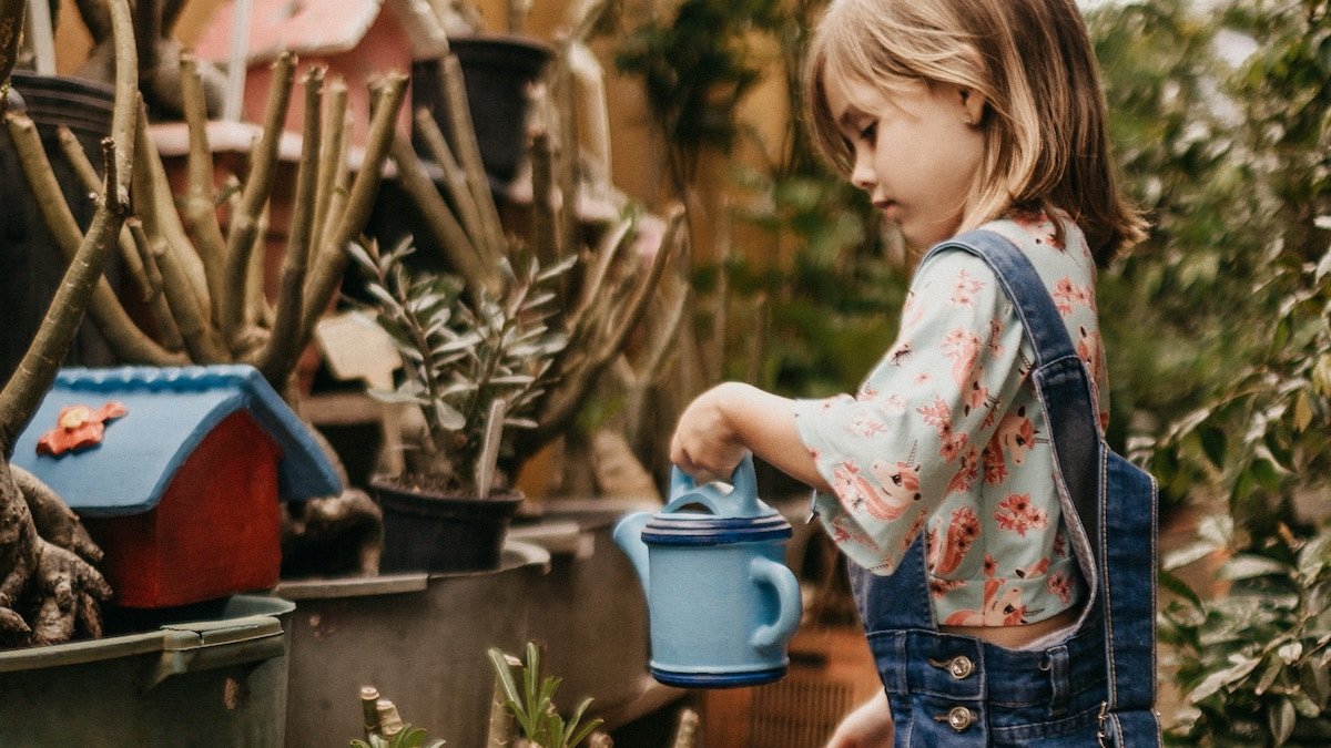 Girl doing chores at home