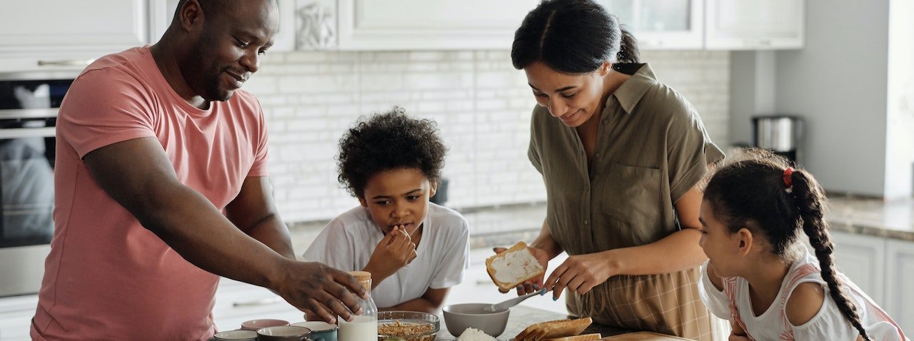 Family in the kitchen together